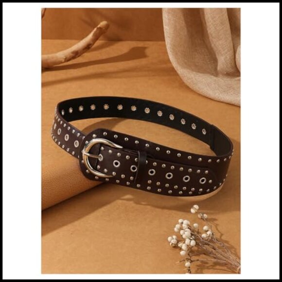 Studded PU Leather Belt Punk Western Y2K Vintage Cowgirl Waist Accessory main image 4